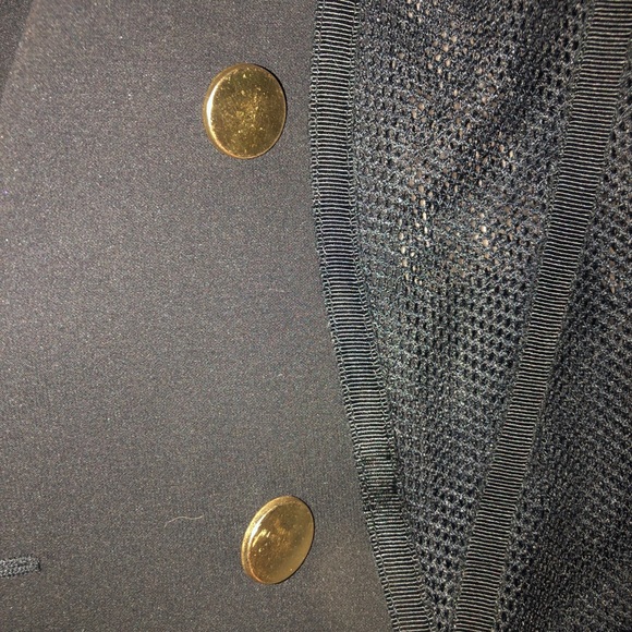 NWOT Black Crop Mesh Gold Zipper Button Blazer Size 4/6 - Picture 9 of 12